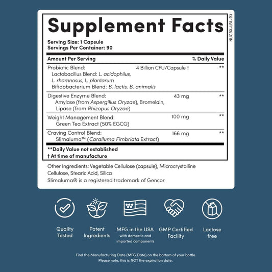 Nucific Bio-X4 4-in-1 Weight Management Probiotic, 90 Capsules