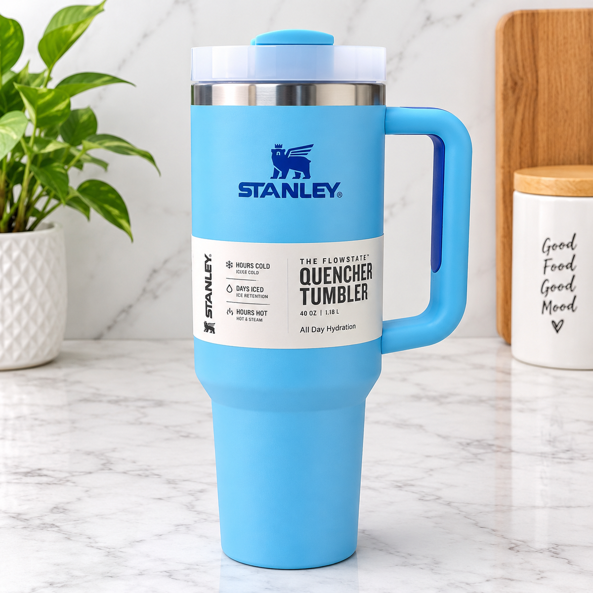 STANLEY Quencher H2.0 Flowstate 40 oz Tumbler, Light Blue