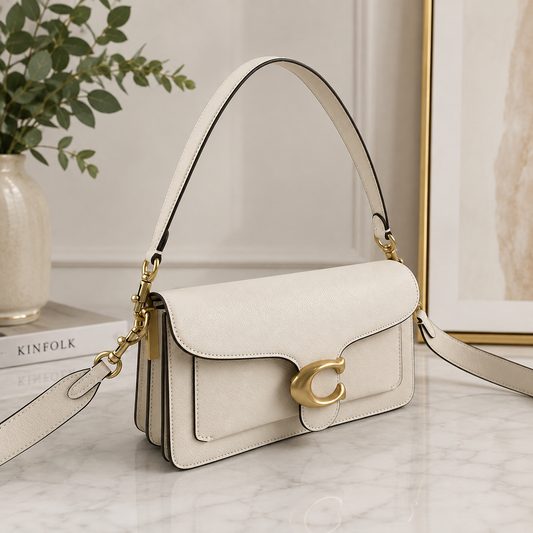 COACH CH857 Tabby 26 Shoulder Bag White Leather Crossbody Outlet New