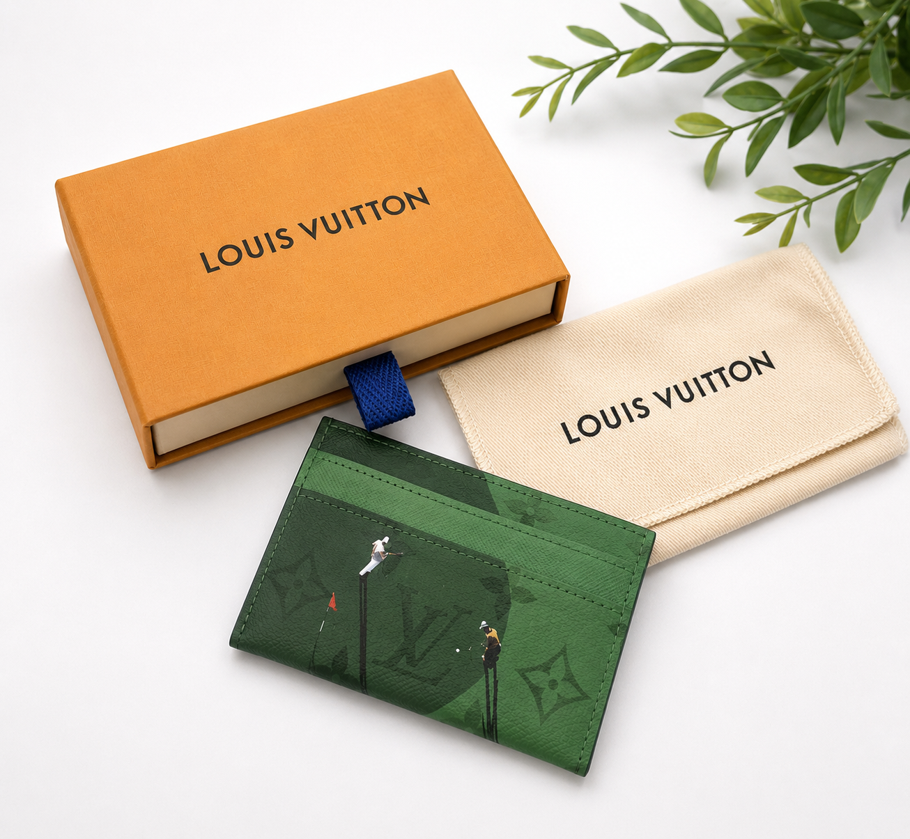 Louis Vuitton Double Card Holder Wallet Golf Green Print Monogram M14863 Limited
