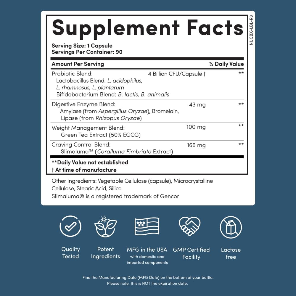 Nucific Bio-X4 4-in-1 Weight Management Probiotic, 90 Capsules