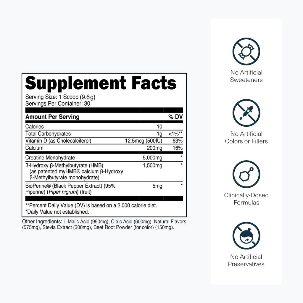 Transparent Labs Creatine HMB - Creatine Monohydrate Powder with HMB for Muscle Growth