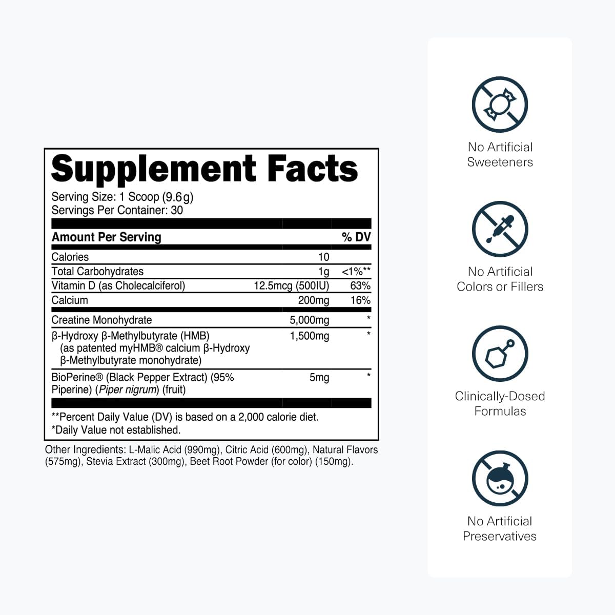 Transparent Labs Creatine HMB - Creatine Monohydrate Powder with HMB for Muscle Growth