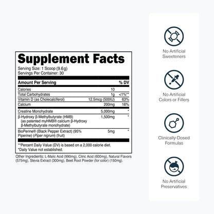 Transparent Labs Creatine HMB - Creatine Monohydrate Powder with HMB for Muscle Growth