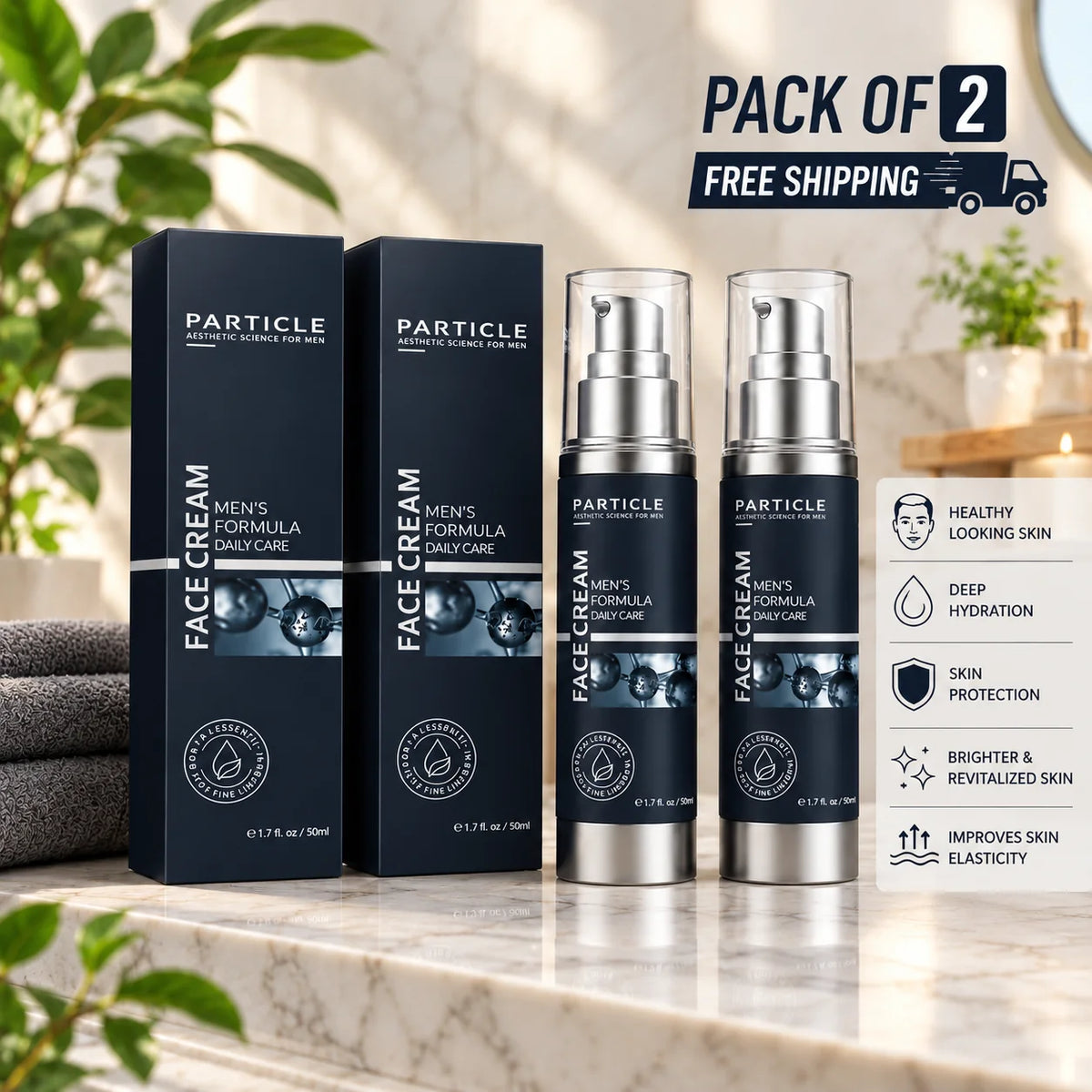 Particle Face Cream for Men 2-Pack 6-in-1 Anti-Aging