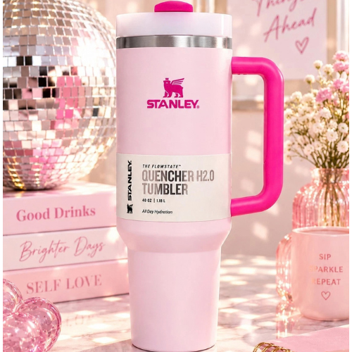 Stanley Quencher H2.0 40oz Pink Tumbler Handle Straw FlowState Lid Insulated Cup