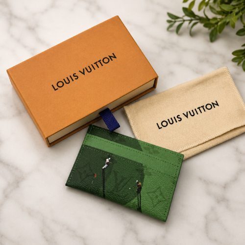 Louis Vuitton Double Card Holder Wallet Golf Green Print Monogram M14863 Limited