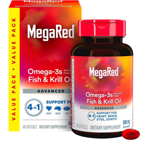 MegaRed Advanced Absorption Omega 3 Fish Oil 500mg 80 Softgels