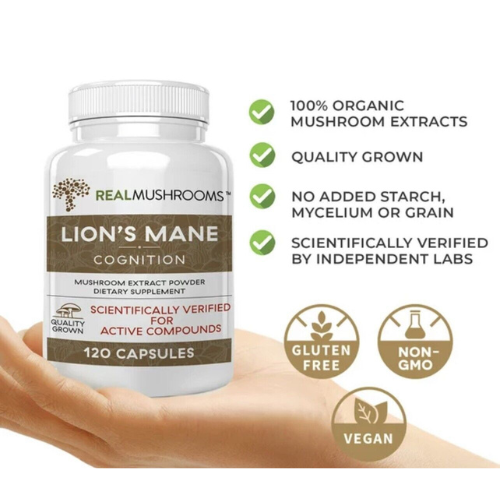 Real Mushrooms Organic Lions Mane Mushroom Capsules - 120 Count