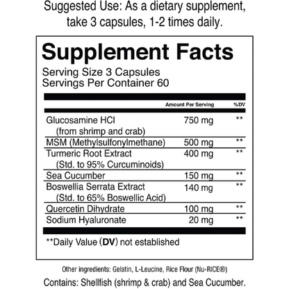 Joint Support Supplement with Glucosamine & MSM for Mobility, Flexibility & Cartilage Health