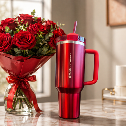 Stanley X Starbucks Limited Holiday Red Quencher Tumbler Flowstate H2.0 40oz