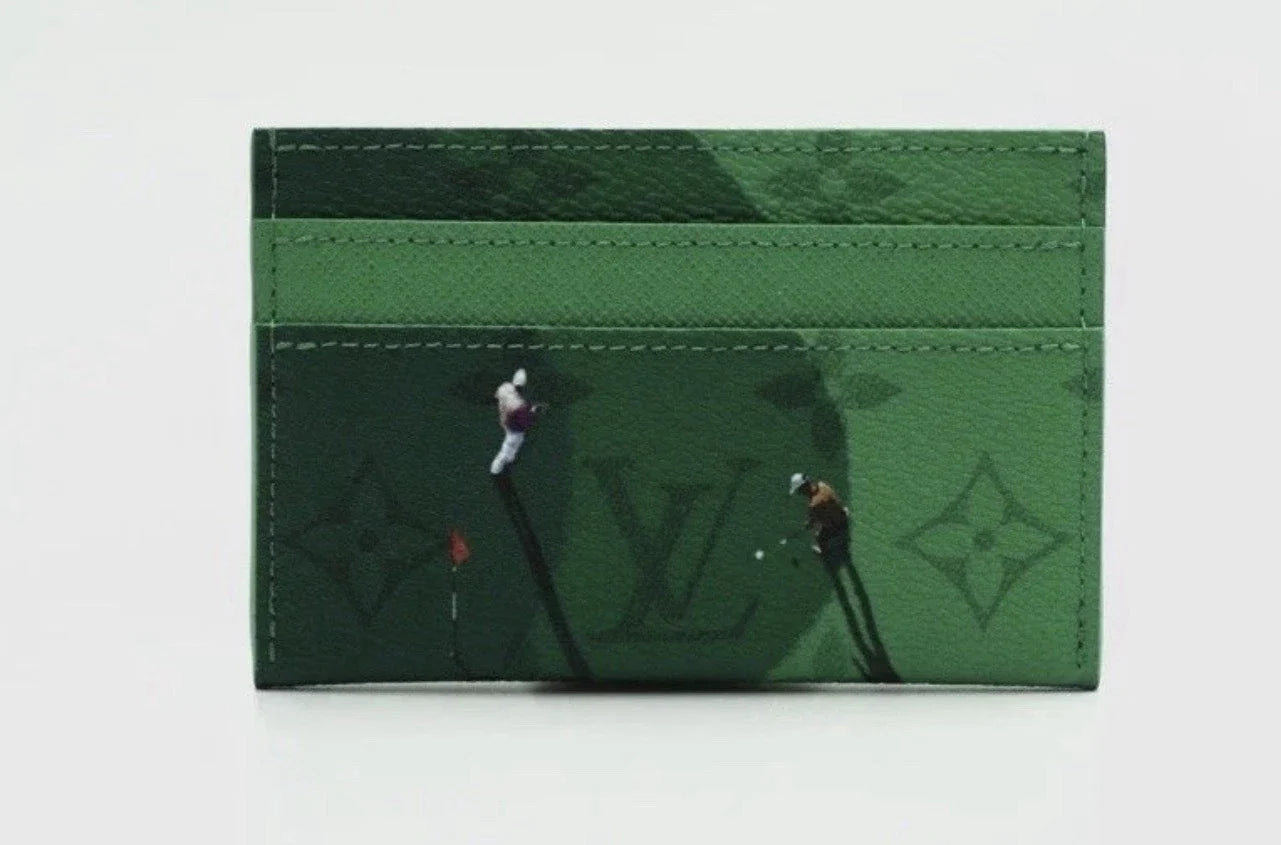 Louis Vuitton Double Card Holder Wallet Golf Green Print Monogram M14863 Limited