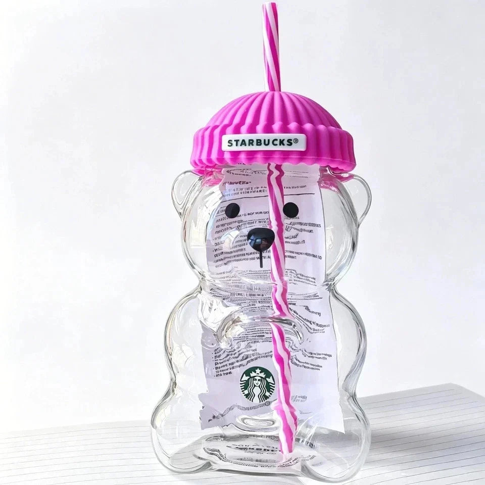 2026 Starbucks Bearista Rose Red Bear Glass Tumbler Cold Cup
