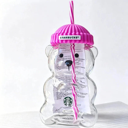 2026 Starbucks Bearista Rose Red Bear Glass Tumbler Cold Cup