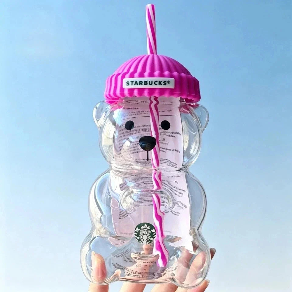 2026 Starbucks Bearista Rose Red Bear Glass Tumbler Cold Cup