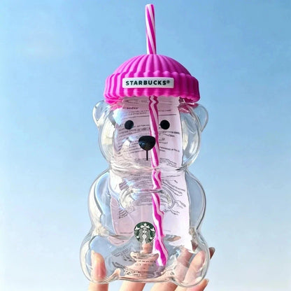 2026 Starbucks Bearista Rose Red Bear Glass Tumbler Cold Cup
