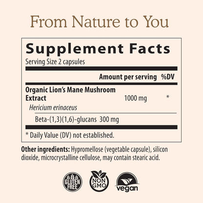 Real Mushrooms Organic Lions Mane Mushroom Capsules - 120 Count