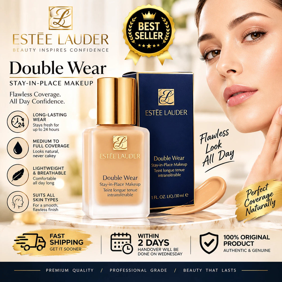 Estee Lauder Double Wear Stay-in-Place Foundation 24H Matte 1 oz/ 30 ml