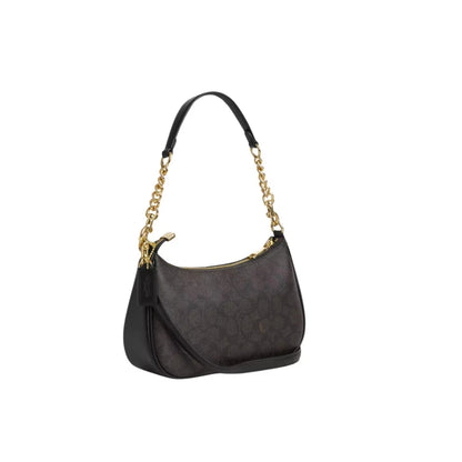CA548 Teri Shoulder Bag In Signature Canvas/Gold/Walnut/Black