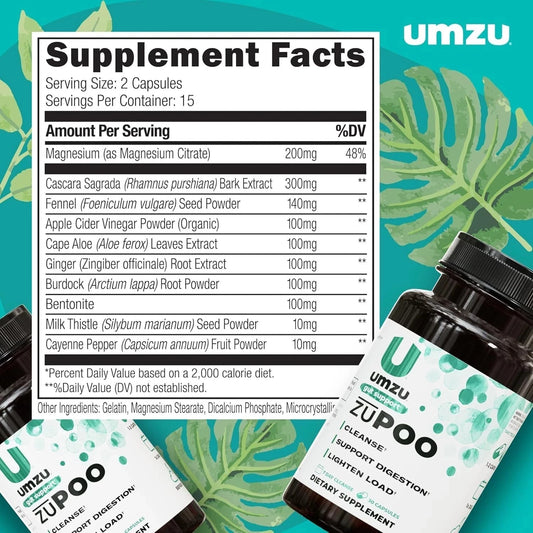 UMZU Zupoo Gut Support Colon Cleanse Dietry Supplement 30 Capsules