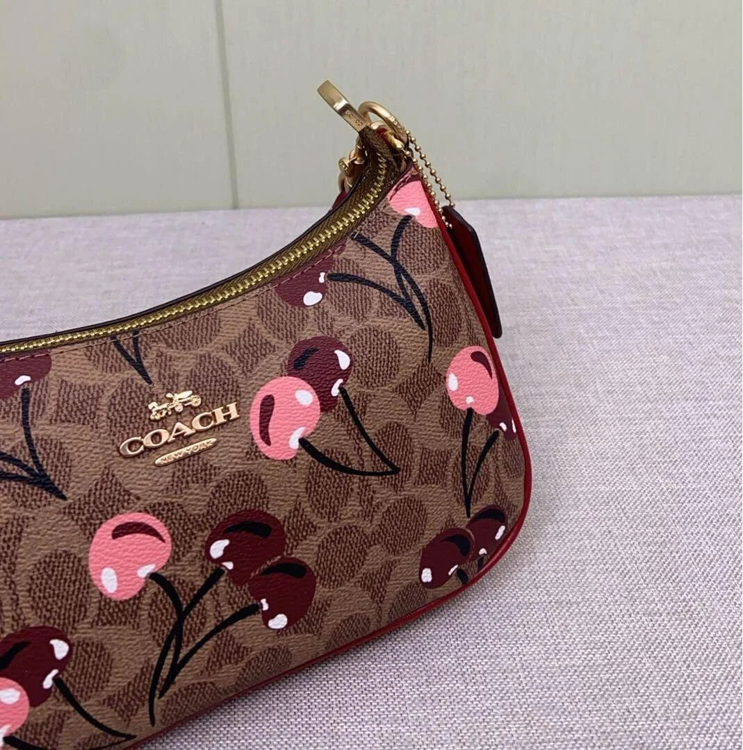 COACH Teri Shoulder Bag Signature Canvas Cherry Print CY694 Outlet New