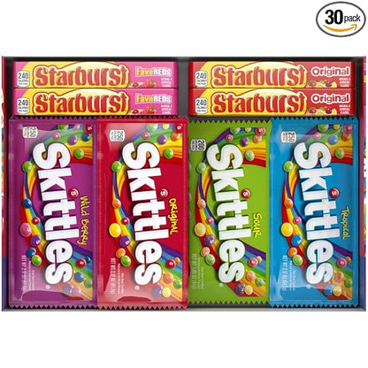 SKITTLES & STARBURST Chewy Candy Variety Pack, 30 Count, 62.79 oz