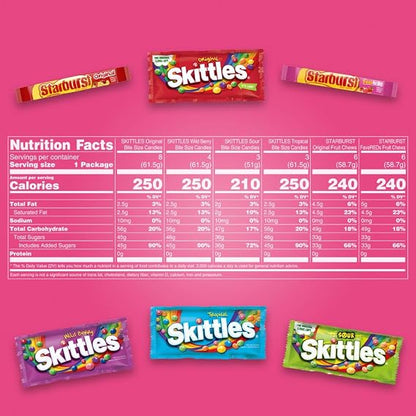 SKITTLES & STARBURST Chewy Candy Variety Pack, 30 Count, 62.79 oz