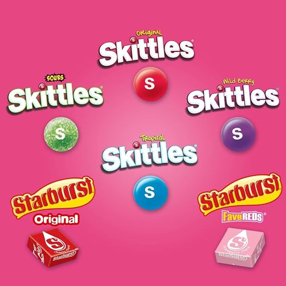 SKITTLES & STARBURST Chewy Candy Variety Pack, 30 Count, 62.79 oz