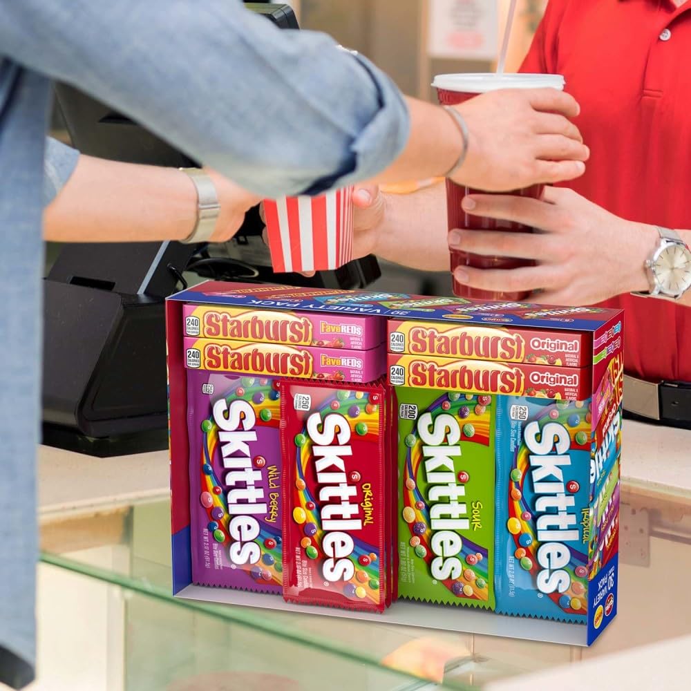 SKITTLES & STARBURST Chewy Candy Variety Pack, 30 Count, 62.79 oz