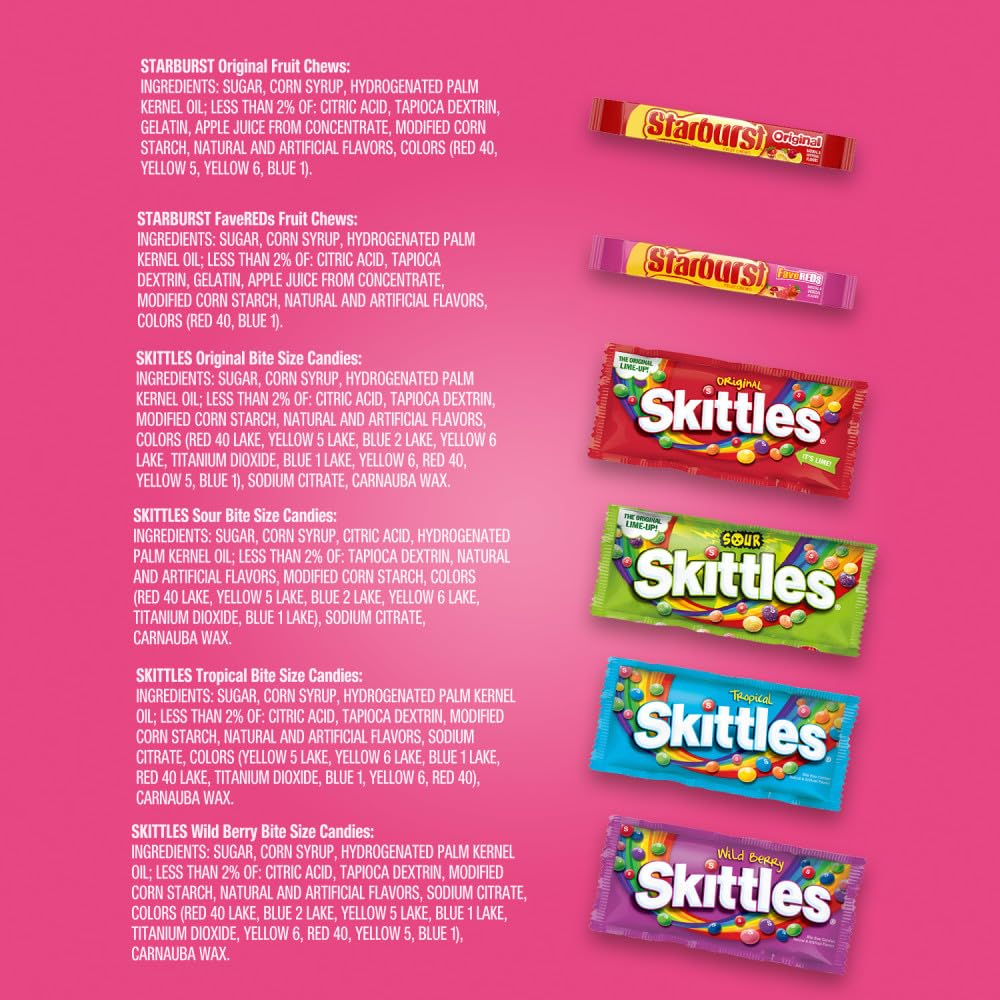 SKITTLES & STARBURST Chewy Candy Variety Pack, 30 Count, 62.79 oz